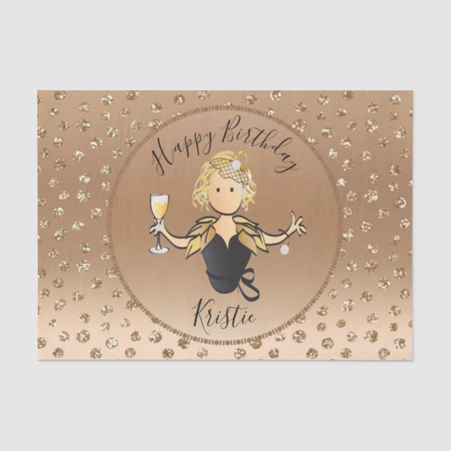 Glitter Rose Gold Birthday or Retirement Party  Tissue Paper (Front)