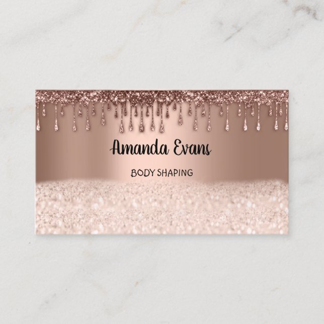 Glitter Rose Gold Cosmetics  SPA Studio Wellness A Appointment Card (Front)