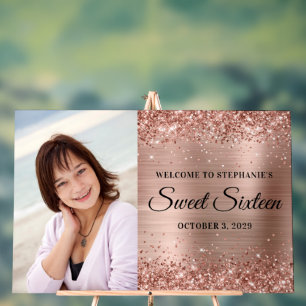 Glitter Rose Gold Foil Sweet sixteen Accueil Big
