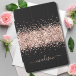 Glitter Rose Gold - Girly Sparkle Black Monogram iPad Mini Cover<br><div class="desc">Glitter iPad case:
Personalize with your name,  monogram,  initial,  or text. You can change text colour and font style using the "customize it" further option.</div>