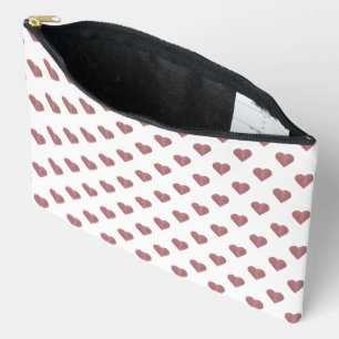 Glitter Rose Gold Hearts White Background Accessory Pouch