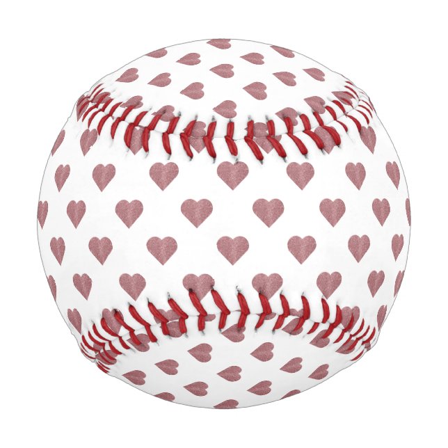 Glitter Rose Gold Hearts White Background Baseball (Front)