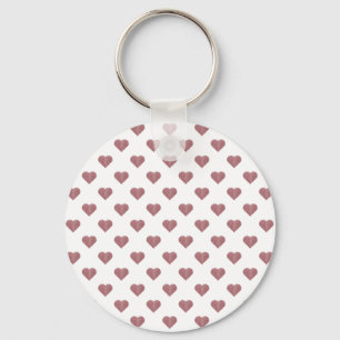 Glitter Rose Gold Hearts White Background Keychain
