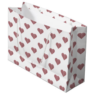Glitter Rose Gold Hearts White Background Large Gift Bag