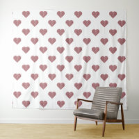 Glitter Rose Gold Hearts White Background