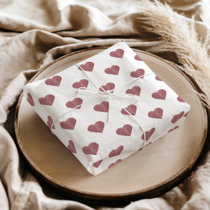 Glitter Rose Gold Hearts White Background Tissue Paper