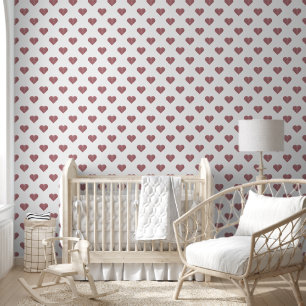 Glitter Rose Gold Hearts White Background Wallpaper