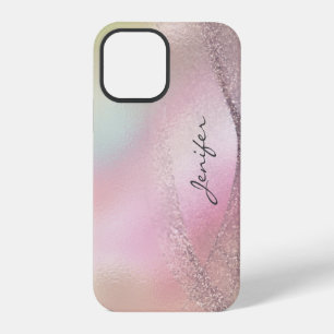 Glitter rose gold holographic abstract iPhone 12 pro case