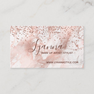 Glitter Rose Gold Marble Make Up Artist Business Card