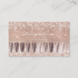 Glitter Rose Gold Nail Artist Appointment Sparkly Card