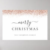 Glitter Rose Gold Name White Merry Christmas