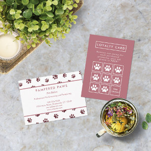Glitter Rose Gold Paw Print Professional Pet Salon Loyalty Card
