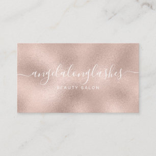Glitter Rose Gold Script Font Simple Classic Business Card