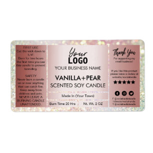 Glitter Rose Gold Soy Candle Labels