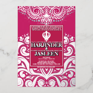 Glitter Rose Pink Silver Sikh Anand Karaj Wedding 
