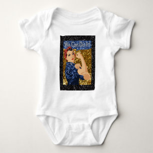 glitter rosie the riveter baby bodysuit