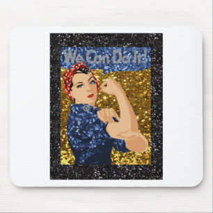 glitter rosie the riveter mouse pad