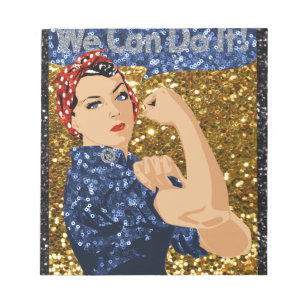 glitter rosie the riveter notepad