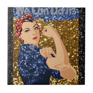 glitter rosie the riveter tile