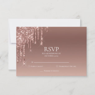 Glitter RSVP 50th Pink Birthday Party Card