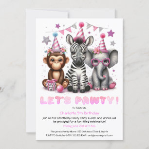 Glitter Safari Birthday Invitation Cute Monkey