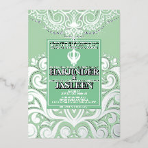 Glitter Sage SIlver Gold Sikh Anand Karaj Wedding