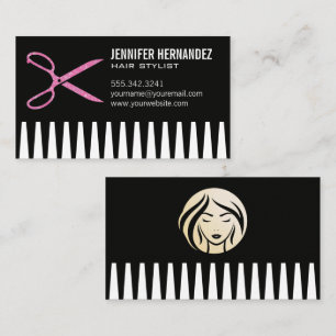 Glitter Salon Scissors   Comb Business Card