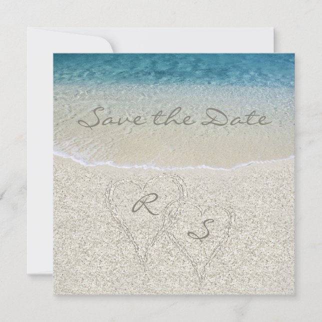 Glitter Sandy  Beach Wedding Save the Date (Front)