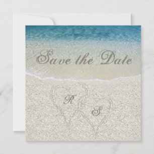 Glitter Sandy Beach Wedding Save the Date Invitation