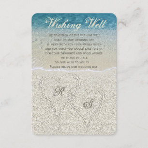 Glitter Sandy  Beach Wedding Wishing Well Enclosure Card