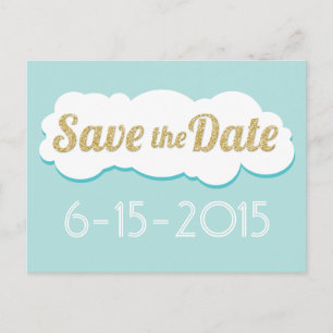 Glitter Save The Date Postcard Aqua