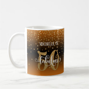 Glitter & Script 50 & Fabulous, Orange Black Ombre Coffee Mug