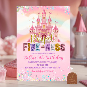 Glitter Sequin Royal fiveness birthday Invitation