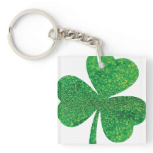Glitter Shamrock Acrylic Keychain – St. Patrick’s 