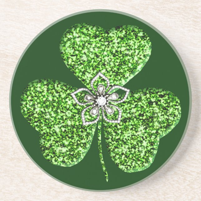 Glitter Shamrock And Flower Coaster (Front)