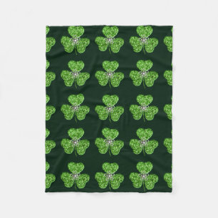 Glitter Shamrock And Flower Fleece Blanket