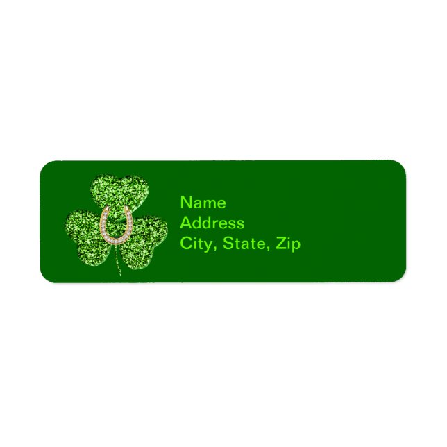 Glitter Shamrock And Horseshoe  Address Labels (Front)