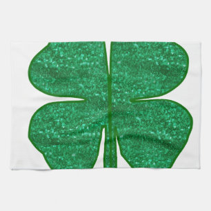 glitter shamrock kitchen towel