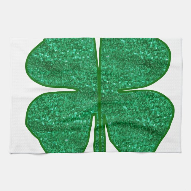 glitter shamrock kitchen towel (Horizontal)