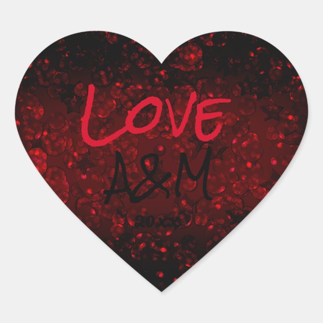 Glitter shine glow red confetti sequins Christmas Heart Sticker (Front)