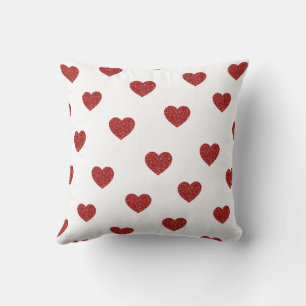 Glitter Shine Modern Romantic Red Heart Throw Pillow