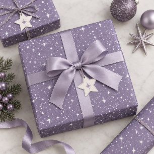 Glitter & Shine Star Pattern Dk Violet ID1333 Wrapping Paper