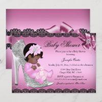Glitter Shoe & Lace Girl Baby Shower Invite