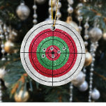 Glitter Shooting Target Gun Shooter Christmas Ceramic Ornament<br><div class="desc">This design was created though digital art.  It may be personalized. 

Contact me at colorflowcreations@gmail.com if you with to have this design on another product.  

Purchase my original abstract acrylic painting for sale at www.etsy.com/shop/colorflowart.   See more of my creations or follow me at www.facebook.com/colorflowcreations,  www.instagram.com/colorflowcreations,  www.twitter.com/colorflowart,  and www.pinterest.com/colorflowcreations.</div>