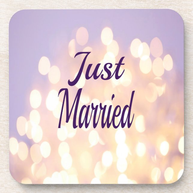 Glitter Silver and Gold Just Married Coaster (Front)