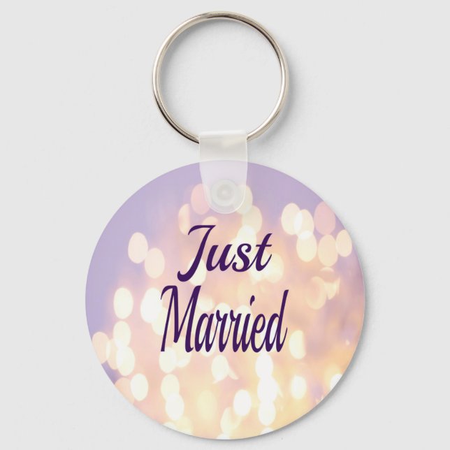 Glitter Silver and Gold Just Married Keychain (Front)