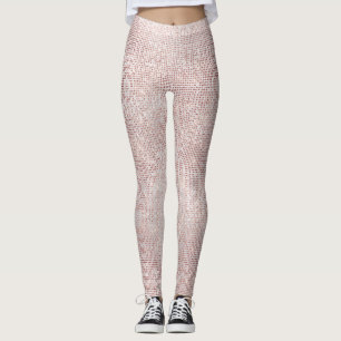 Glitter Silver Brush White Pink Rose Grill Sparkly Leggings