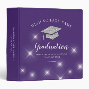 Glitter Silver Cap Purple Graduation Photo Album Binder
