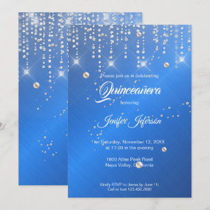 Glitter silver confetti Quinceanera Invitation