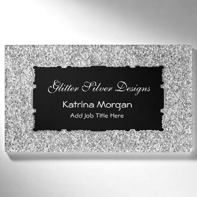 Glitter Silver Elegance Name Tag (Front)